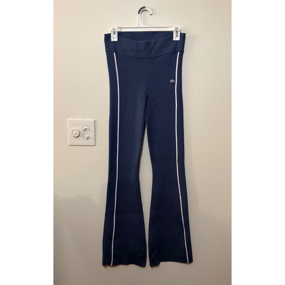 Alo Sweater Knit Highline Flare Pant Bluestone Size S $238 MSRP